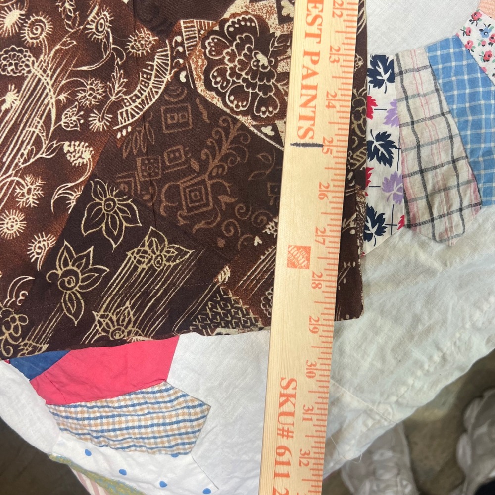 Bobbie Brooks Brown Patchwork Batik Rayon 2 Piece Set Shirt Pants Ladies Large - Picture 3 of 8